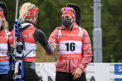 05.09.2020, xkvx, Biathlon Deutsche Meisterschaften Altenberg, Sprint Damen, v.l. Maren Hammerschmidt (Germany) und Hanna Kebinger (Germany)  / 