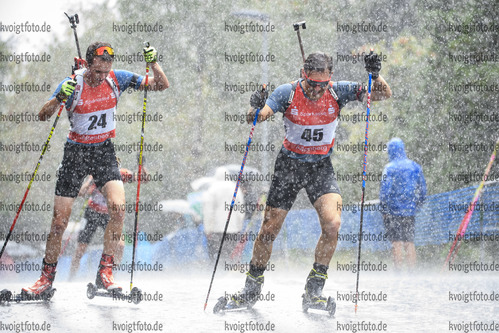 05.09.2020, xkvx, Biathlon Deutsche Meisterschaften Altenberg, Sprint Herren, v.l. Lucas Lechner (Germany), Joscha Burkhalter (Switzerland)  / 