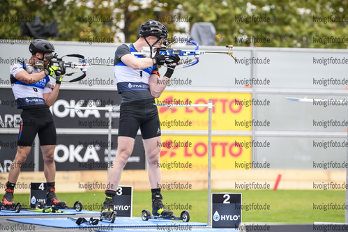 27.09.2020, xkvx, City Biathlon Wiesbaden 2020, v.l. Johannes Thingnes Boe (Norway) in aktion am Schiessstand / at the shooting range