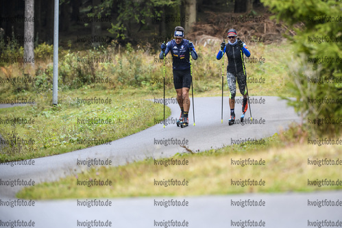 21.10.2020, xkvx, Biathlon Training Oberhof, v.l. Tommaso Giacomel (Italy) und Lisa Vittozzi (Italy)