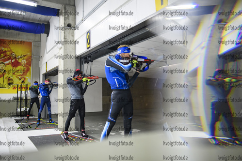 24.10.2020, xkvx, Biathlon Training Oberhof - Skihalle, v.l. Dorian Endler (Germany), Janik Loew (Germany), Elias Asal (Germany) und Domenic Endler (Germany)