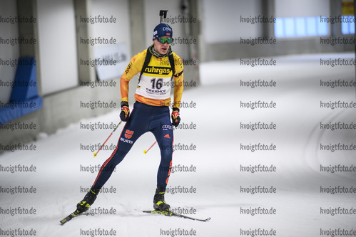 27.10.2020, xkvx, Biathlon NK2 Testwettkampf Oberhof - Skihalle, v.l. Fabian Kaskel (Germany)