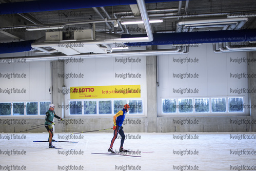 29.10.2020, xkvx, Wintersport - Biathlon Training Oberhof - Skihalle, v.l. Lars Erik Weick (Germany) und Benedikt Doll (Germany)