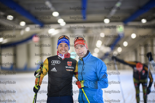 05.11.2020, xkvx, Wintersport - Biathlon Training Oberhof - Skihalle, v.l. David Zobel (Germany) und Benedikt Doll (Germany)