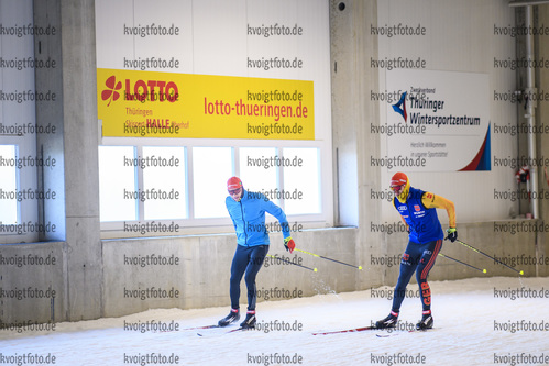 05.11.2020, xkvx, Wintersport - Biathlon Training Oberhof - Skihalle, v.l. Benedikt Doll (Germany) und Roman Rees (Germany)