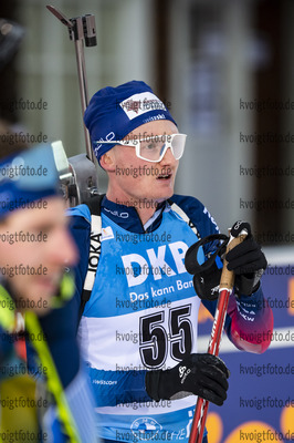 28.11.2020, xkvx, Biathlon IBU Weltcup Kontiolahti, Einzel Herren, v.l. Sebastian Stalder (Switzerland) im Ziel / in the finish