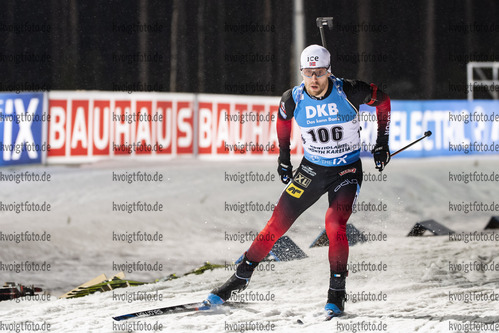 03.12.2020, xkvx, Biathlon IBU Weltcup Kontiolahti, Sprint Herren, v.l. Erlend Bjoentegaard (Norway) in aktion / in action competes