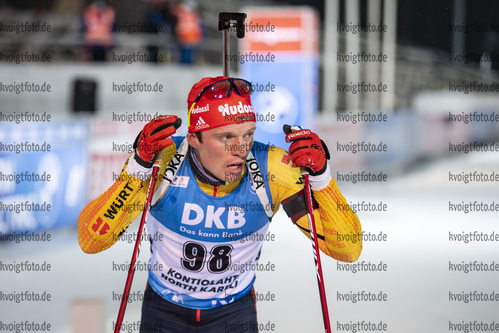 03.12.2020, xkvx, Biathlon IBU Weltcup Kontiolahti, Sprint Herren, v.l. Lucas Fratzscher (Germany) im Ziel / in the finish
