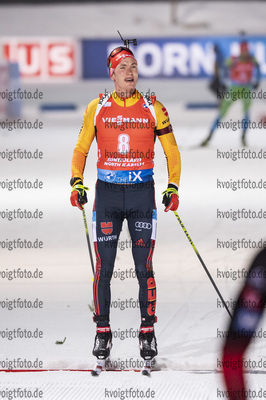 05.12.2020, xkvx, Biathlon IBU Weltcup Kontiolahti, Verfolgung Herren, v.l. Benedikt Doll (Germany) im Ziel / in the finish