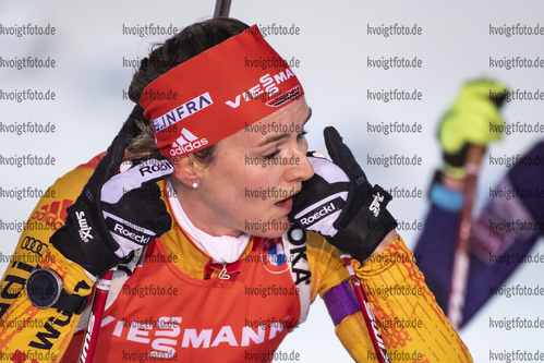 06.12.2020, xkvx, Biathlon IBU Weltcup Kontiolahti, Verfolgung Damen, v.l. Denise Herrmann (Germany) im Ziel / in the finish