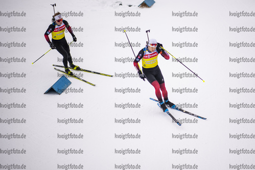 15.12.2020, xkvx, Biathlon IBU Weltcup Hochfilzen, Training Damen und Herren, v.l. Johannes Dale (Norway) und Vetle Sjaastad Christiansen (Norway)  / 