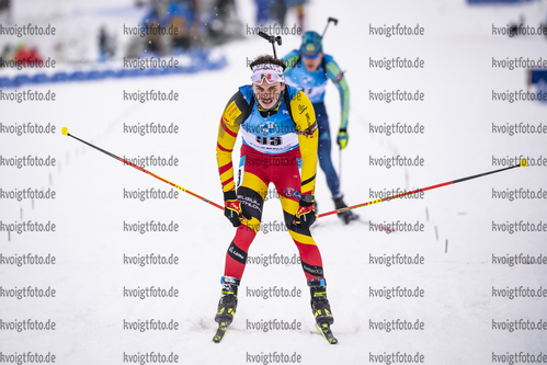 08.01.2020, xkvx, Biathlon IBU Weltcup Oberhof, Sprint Herren, v.l. Tom Lahaye-Goffart (Belgium) im Ziel / in the finish