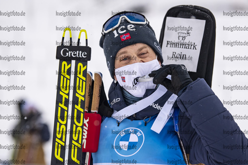 08.01.2020, xkvx, Biathlon IBU Weltcup Oberhof, Sprint Herren, v.l. Tarjei Boe (Norway) nach der Siegerehrung / after the medal ceremony