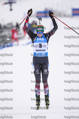 09.01.2020, xkvx, Biathlon IBU Weltcup Oberhof, Verfolgung Damen, v.l. Lisa Theresa Hauser (Austria) im Ziel / in the finish