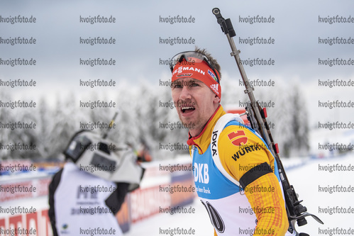 13.01.2020, xkvx, Biathlon IBU Weltcup Oberhof, Sprint Herren, v.l. Johannes Kuehn (Germany) im Ziel / in the finish