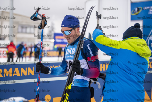 13.01.2020, xkvx, Biathlon IBU Weltcup Oberhof, Sprint Herren, v.l. Joscha Burkhalter (Switzerland) im Ziel / in the finish