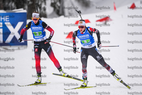 16.01.2020, xkvx, Biathlon IBU Weltcup Oberhof, Staffel Damen, v.l. Ida Lien (Norway) und Julia Schwaiger (Austria)  / 