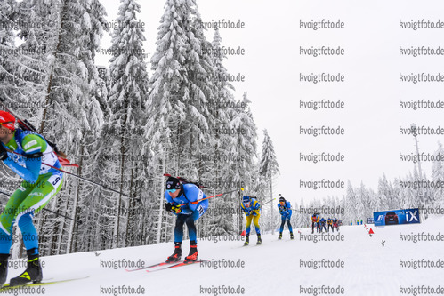 17.01.2020, xkvx, Biathlon IBU Weltcup Oberhof, Massenstart Herren, v.l. Fabien Claude (France)  / 