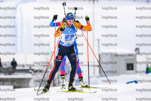 24.01.2021, xkvx, Biathlon IBU Weltcup Antholz, Staffel Damen, v.l. Franziska Preuss (Germany)  / 