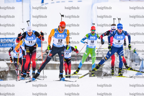 24.01.2021, xkvx, Biathlon IBU Weltcup Antholz, Massenstart Herren, v.l. Arnd Peiffer (Germany) und Lukas Hofer (Italy)  / 