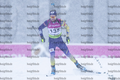 29.01.2021, xtwx, Biathlon IBU European Championships Duszniki Zdroj, Sprint Herren, v.l. Taras Lesiuk (Ukraine) in Aktion / in action competes