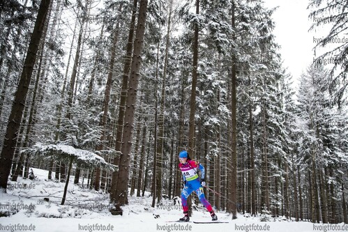 29.01.2021, xtwx, Biathlon IBU European Championships Duszniki Zdroj, Sprint Damen, v.l. Polina Shevnina (Russia) in Aktion / in action competes