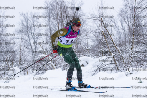 29.01.2021, xtwx, Biathlon IBU European Championships Duszniki Zdroj, Sprint Herren, v.l. Maksim Fomin (Lithuania) in Aktion / in action competes