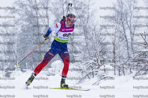 29.01.2021, xtwx, Biathlon IBU European Championships Duszniki Zdroj, Sprint Herren, v.l. Samuel Hubac (Slovakia) in Aktion / in action competes