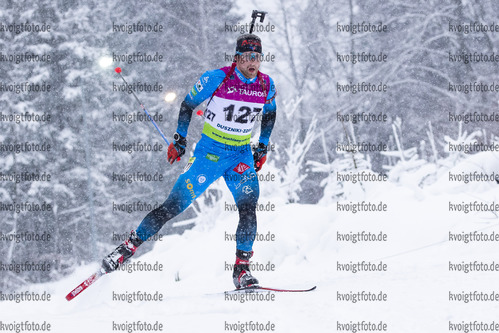 29.01.2021, xtwx, Biathlon IBU European Championships Duszniki Zdroj, Sprint Herren, v.l. Sebastien Mahon (France) in Aktion / in action competes