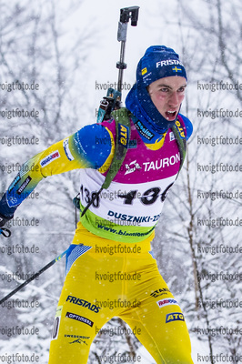29.01.2021, xtwx, Biathlon IBU European Championships Duszniki Zdroj, Sprint Herren, v.l. Anton Ivarsson (Sweden) in Aktion / in action competes