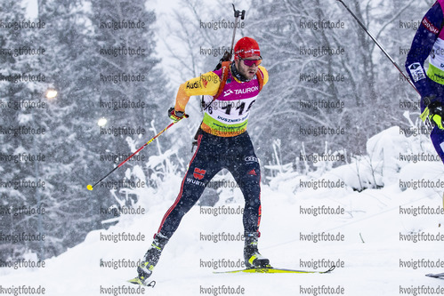 29.01.2021, xtwx, Biathlon IBU European Championships Duszniki Zdroj, Sprint Herren, v.l. Danilo Riethmueller (Germany) in Aktion / in action competes
