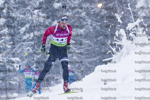 29.01.2021, xtwx, Biathlon IBU European Championships Duszniki Zdroj, Sprint Herren, v.l. Jens Hulgaard (Denmark) in Aktion / in action competes