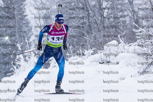 29.01.2021, xtwx, Biathlon IBU European Championships Duszniki Zdroj, Sprint Herren, v.l. Sandro Bovisi (Switzerland) in Aktion / in action competes
