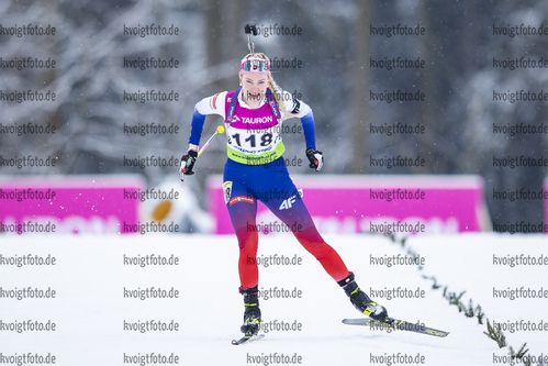 29.01.2021, xtwx, Biathlon IBU European Championships Duszniki Zdroj, Sprint Damen, v.l. Lucia Michalickova (Slovakia) in Aktion / in action competes