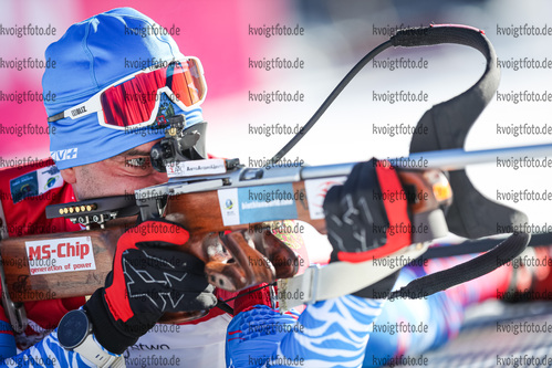 31.01.2021, xtwx, Biathlon IBU European Championships Duszniki Zdroj, Single Mixed Staffel, v.l. Evgeniy Garanichev (Russia)  /