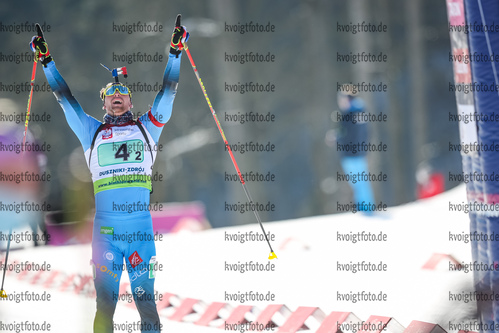 31.01.2021, xtwx, Biathlon IBU European Championships Duszniki Zdroj, Single Mixed Staffel, v.l. Emilien Claude (France)  /
