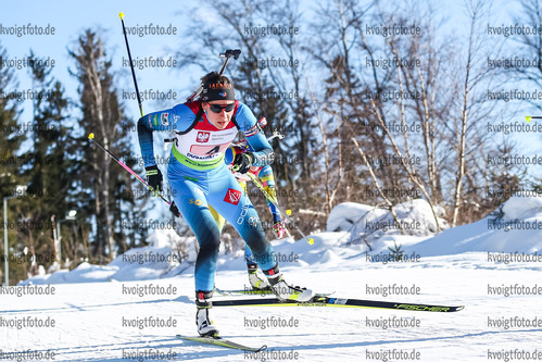 31.01.2021, xtwx, Biathlon IBU European Championships Duszniki Zdroj, Single Mixed Staffel, v.l. Caroline Colombo (France)  /