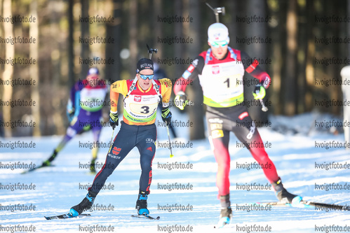 31.01.2021, xtwx, Biathlon IBU European Championships Duszniki Zdroj, Mixed Staffel, v.l. Dominic Schmuck (Germany)  /