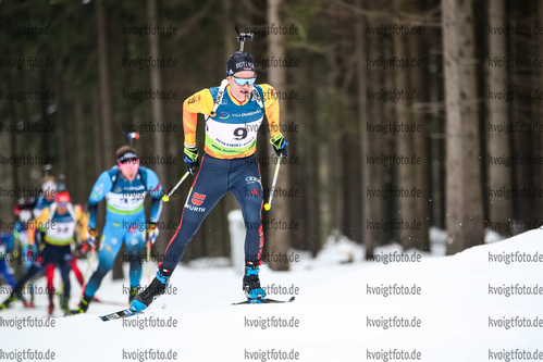 30.01.2021, xtwx, Biathlon IBU European Championships Duszniki Zdroj, Verfolgung Herren, v.l. Dominic Schmuck (Germany)  /
