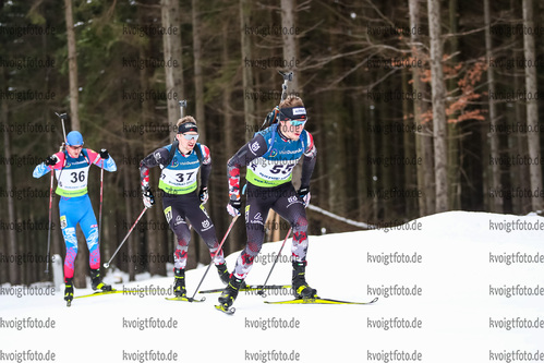 30.01.2021, xtwx, Biathlon IBU European Championships Duszniki Zdroj, Verfolgung Herren, v.l. Magnus Oberhauser (Austria)  /