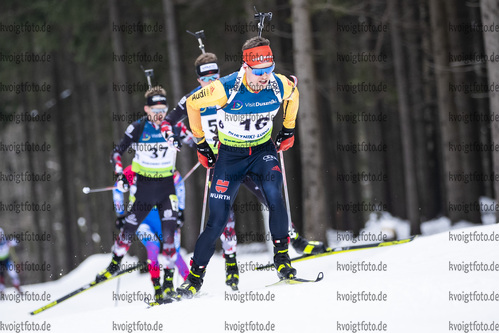 30.01.2021, xtwx, Biathlon IBU European Championships Duszniki Zdroj, Verfolgung Herren, v.l. Philipp Horn (Germany) in Aktion / in action competes