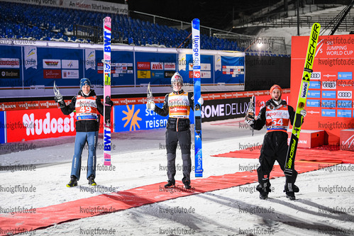 31.01.2021, xtvx, Skispringen FIS Weltcup Willingen, v.l. Piotr Zyla (Poland), Halvor Egner Granerud (Norway), Markus Eisenbichler (Germany)  /