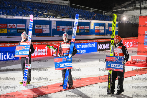 31.01.2021, xtvx, Skispringen FIS Weltcup Willingen, v.l. Daniel Andre Tande (Norway), Halvor Egner Granerud (Norway), Markus Eisenbichler (Germany)  /