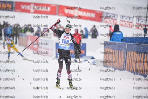 10.02.2021, xkvx, Biathlon IBU World Championships Pokljuka, Mixed Relay, v.l. Lisa Theresa Hauser (Austria) im Ziel / at the finish