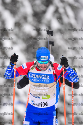 12.02.2021, xkvx, Biathlon IBU World Championships Pokljuka, Sprint Herren, v.l. Alexander Loginov (Russia) in aktion / in action competes