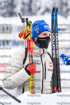 12.02.2021, xkvx, Biathlon IBU World Championships Pokljuka, Sprint Herren, v.l. Erik Lesser (Germany) nach dem Wettkampf / after the competition