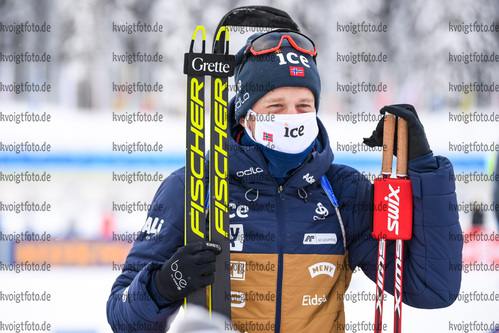 12.02.2021, xkvx, Biathlon IBU World Championships Pokljuka, Sprint Herren, v.l. Tarjei Boe (Norway) nach dem Wettkampf / after the competition