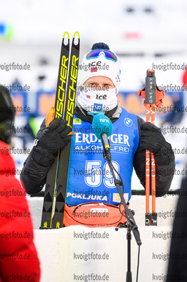12.02.2021, xkvx, Biathlon IBU World Championships Pokljuka, Sprint Herren, v.l. Johannes Dale (Norway) nach dem Wettkampf / after the competition