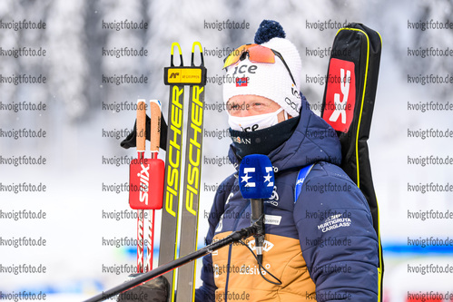 12.02.2021, xkvx, Biathlon IBU World Championships Pokljuka, Sprint Herren, v.l. Johannes Thingnes Boe (Norway) nach dem Wettkampf / after the competition
