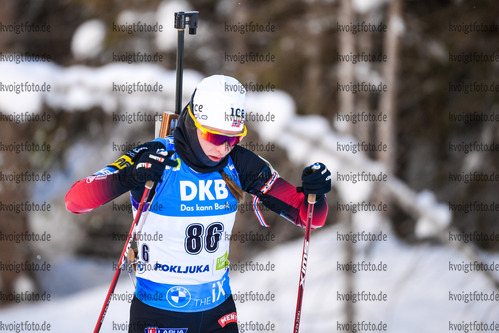 13.02.2021, xkvx, Biathlon IBU World Championships Pokljuka, Sprint Damen, v.l. Ida Lien (Norway) in aktion / in action competes